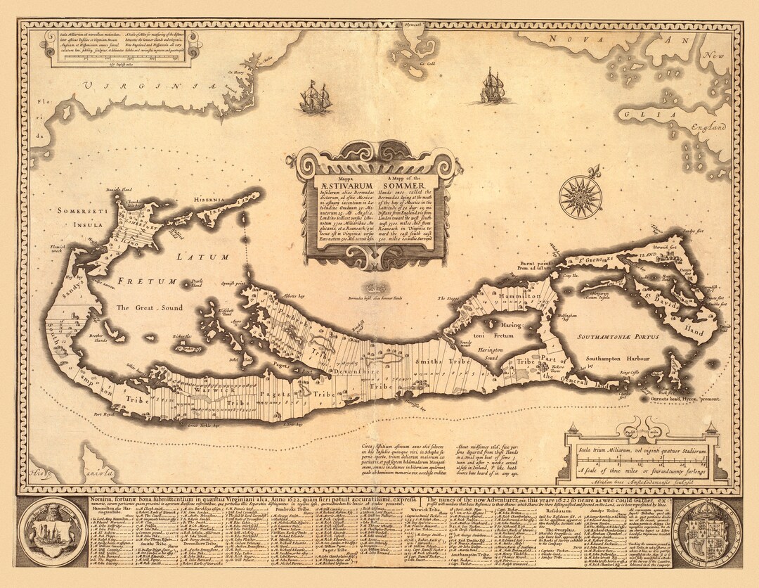 Map of Bermuda 1622 High Resolution Digital Download Etsy