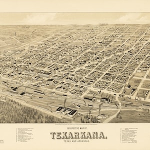Map of Texarkana, AR 1888 High Resolution Digital Download