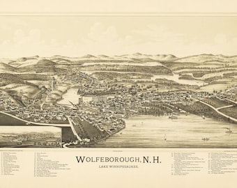 Map of Wolfeborough NH 1889 High Resolution Digital Download