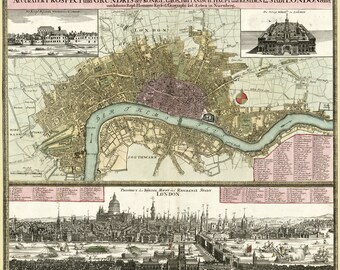 Map of London 1740 High Resolution Digital Download