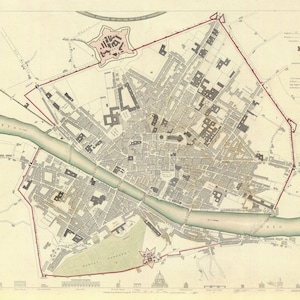 Map of Florence Italy 1835.  High Resolution Digital Download