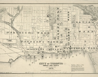 Map of Toronto 1873 High Resolution Digital Download