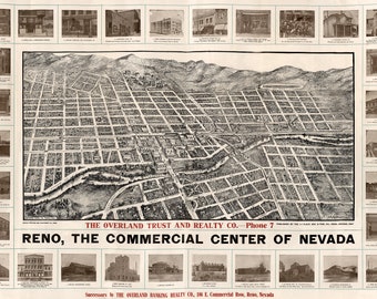Map of Reno NV 1907 High Resolution Digital Download