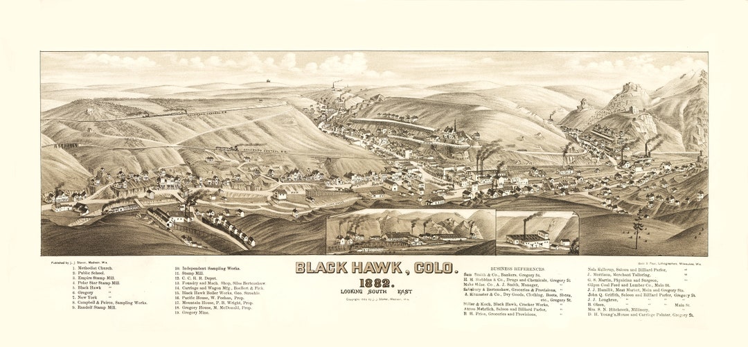 Map of Black Hawk CO 1882 High Resolution Digital Download Etsy