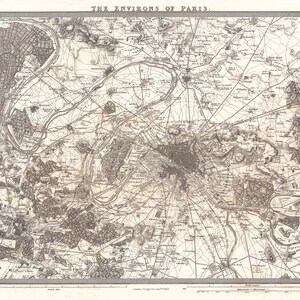 Map of Paris 1852 High Resolution Digital Download