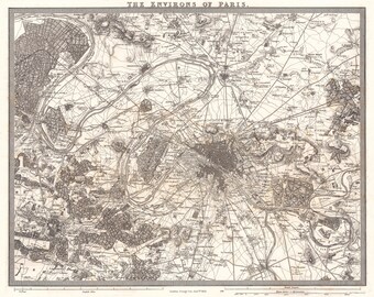19 世紀のパリの印刷可能な地図。美術工芸、日記、スクラップブック