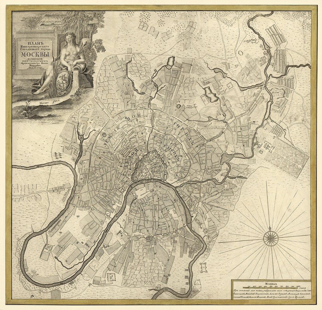 Map of Moscow 1745 High Resolution Digital Download - Etsy