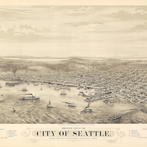 Karte von Seattle WA 1878 hochauflösender digitaler Download