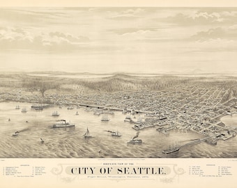 Mapa de Seattle WA 1878 Descarga digital de alta resolución