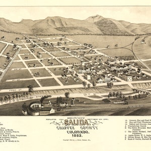 Map of Salida CO 1882 High Resolution Digital Download