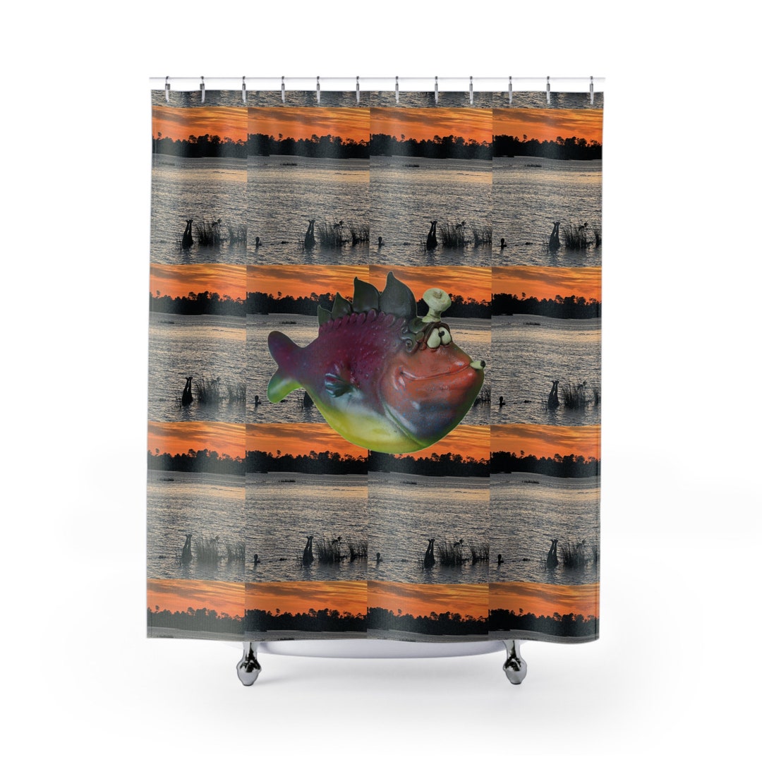 Fish Head Shower Curtains Etsy