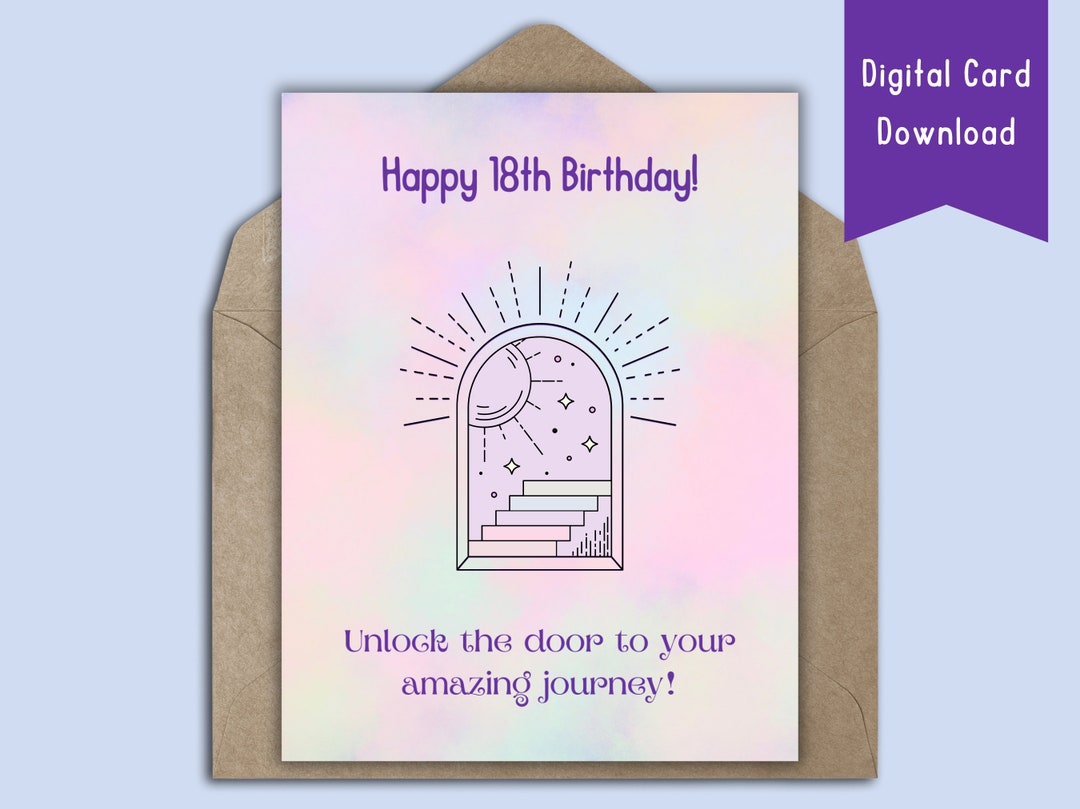 Printable 18th Birthday Card | Instant Download | Cute Birthday Card - Etsy