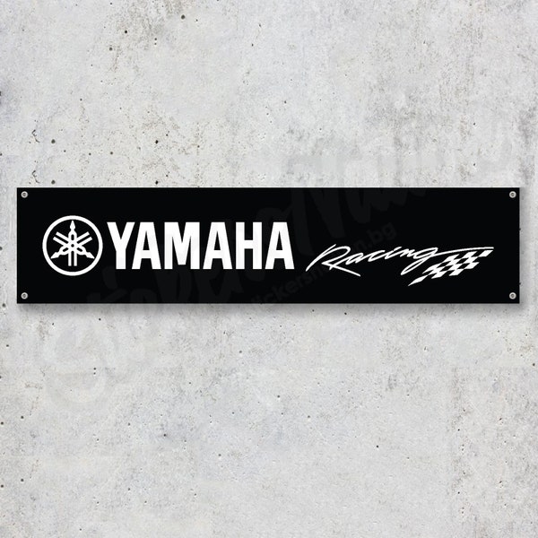 Yamaha RACING R1 Vinyl Banner Garage Sign Decoration Workspace Bike Automotive Racing Car black