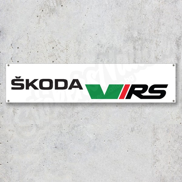 Skoda VRS Vinyl Banner Garage Sign Decoration Workspace Bike Automotive Racing Car