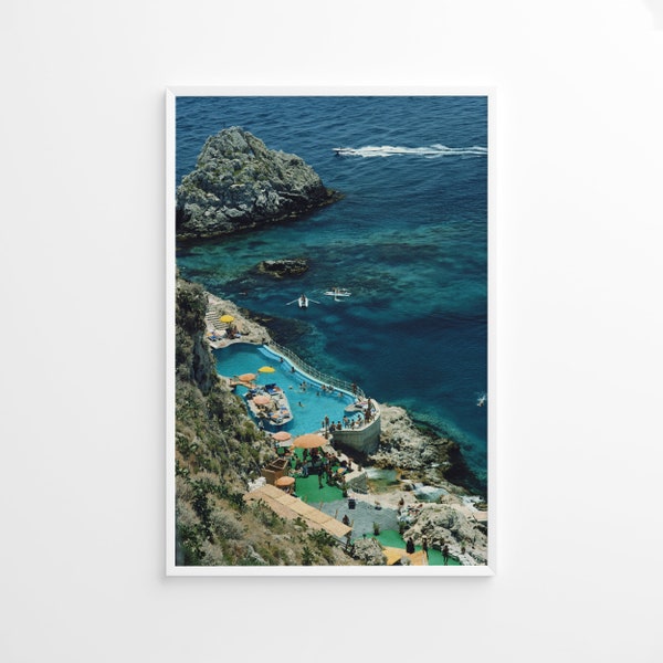 Slim Aarons Hotel Taormina Pool Print Poster, Vintage Print, Photography Prints, High Society Photo Print, Museum Quality Photo Print