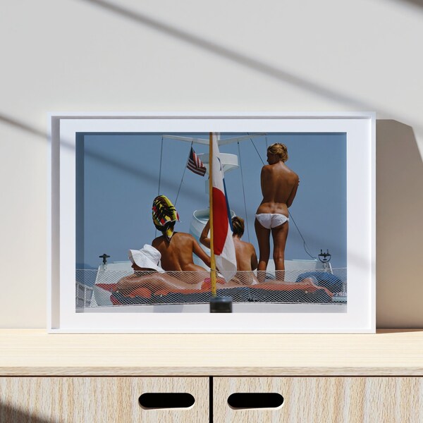 Slim Aarons Yacht Holiday Print Poster, Vintage Print, Photography Prints, High Society Photo Print, Museum Quality Photo Print