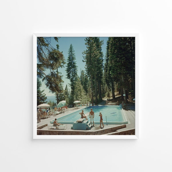 Slim Aarons Pool At Lake Tahoe Print Poster, Vintage Print, Photography Prints, High Society Photo Print, Museum Quality Photo Print