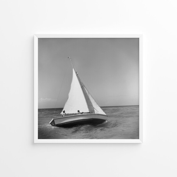 Slim Aarons Jamaica Sea Sailing Print Poster, Vintage Print, Black and White Photography Print, High Society Photo Print, Museum Quality