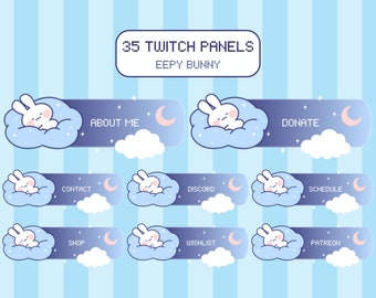 Eepy Bunny Twitch Panels / Cute Twitch Panels / Custom Twitch Panel / Stream Pack / Stream Overlay