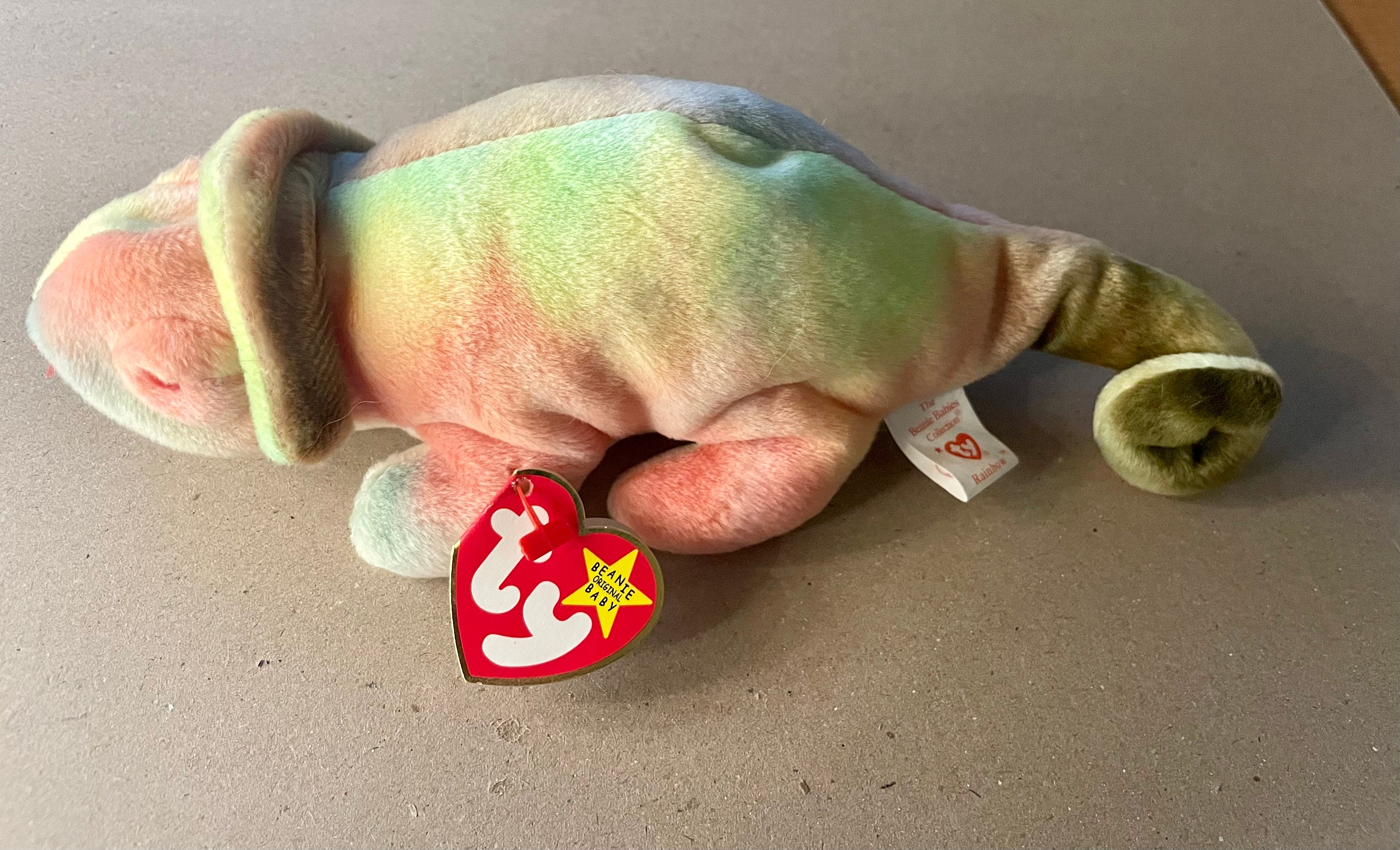 RARE Rainbow Chameleon Beanie Baby - 1997 Original BB W