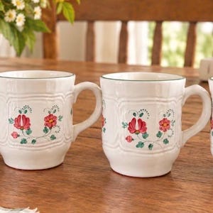 Herend Hungary Village Pottery coffee mug set of four (4) in primrose motif