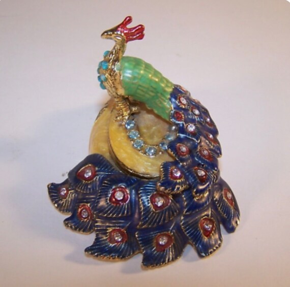 Jewel and Enamel Peacock Trinket Box - image 2