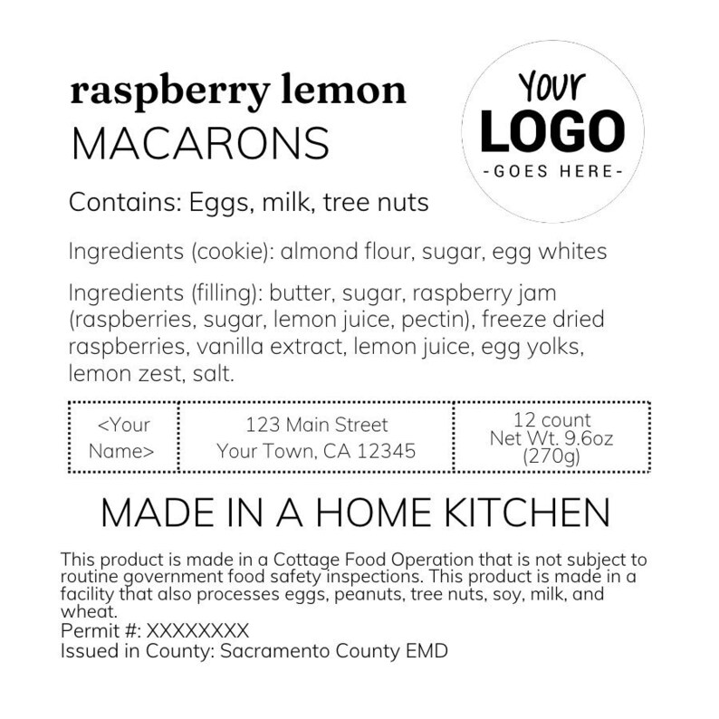 Home Baked Goods Label, Cottage Food Law Label Template Canva, Cupcake
