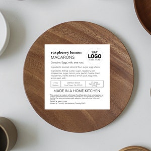 Etiqueta de productos horneados caseros, plantilla Canva de etiqueta de ley de alimentos caseros, lista de ingredientes de cupcakes, información sobre alérgenos de licencia alimentaria imprimible