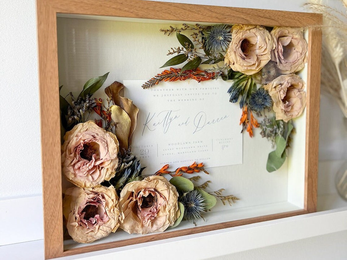 Custom Flower Shadow Box Preserved Bouquet Framed Dried Etsy