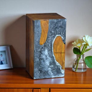 Personalized Wooden Cremation Urn: Custom Engraved Memorial Box