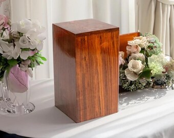 Handcrafted Wooden Urn Box for Human Ashes – Memorial Keepsake Box with Custom Engraving – Funeral Cremation Urn for Loved Ones