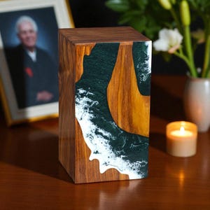 Handmade Wooden Urn Box for Human Ashes – Personalized Cremation Memorial Keepsake – Custom Funeral Ashes Box – Rustic Wood Urn
