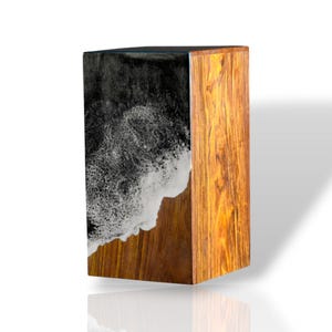Ocean Wave Wooden Urn Box | Handcrafted Resin Memorial Urn | Large Adult Ashes Box | Eco-Friendly Funeral Keepsake | Beach Theme Urn