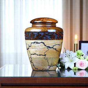 Handcrafted Rosewood and Mango wood Urn for Human Ashes | Premium Memorial Keepsake | Premium Adult Wooden Urn Box