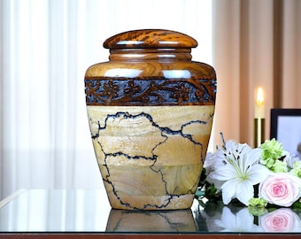 Handcrafted Rosewood and Mango wood Urn for Human Ashes | Premium Memorial Keepsake | Premium Adult Wooden Urn Box