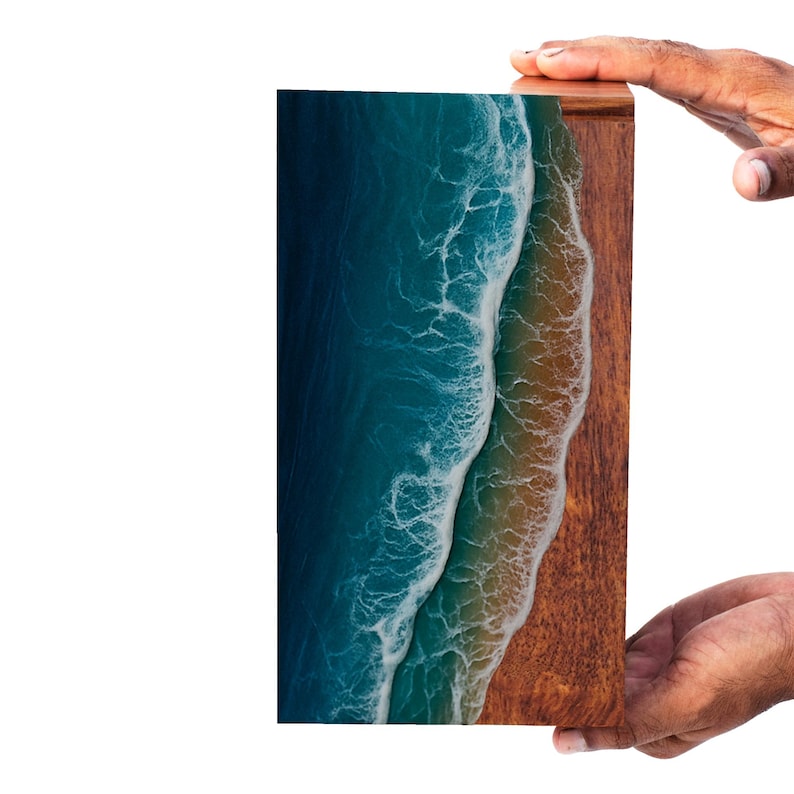 Ocean Wave Resin Wood Urn Box – Handcrafted Rosewood Cremation Urn ...