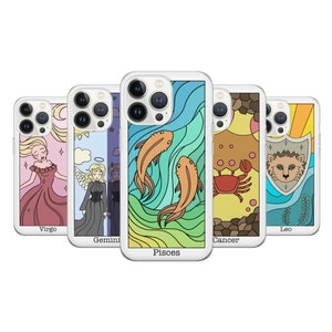 Estuche para teléfono Zodiac Celestial Tarot Card Gift Cover apto para iPhone 14 Pro, 13, 12, 11, XR, 8+, 7, Samsung S23, S22, A53, A51, Huawei P20, P30