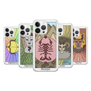 Estuche para teléfono Zodiac Celestial Tarot Card Gift Cover apto para iPhone 14 Pro, 13, 12, 11, XR, 8+, 7, Samsung S23, S22, A53, A51, Huawei P20, P30