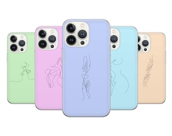 Line Art Phone Case Minimalistic Art Cover fit for iPhone 14 Pro, 13, 12, 11, XR, 8+, 7,  Samsung S23, S22, A53, A51, Huawei P20, P30