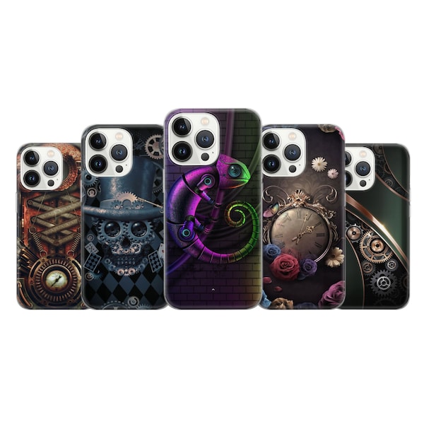 Steampunk Phone Case Mechanical Cover fit for iPhone 14 Pro, 13, 12, 11, XR, 8+,7 & Samsung S23, S22, A53, A51, Huawei P20, P30 Lite