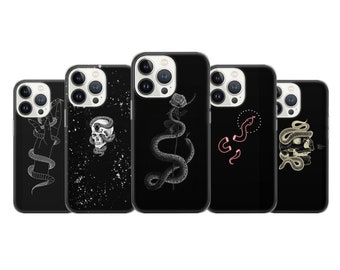 Snake Phone Case Serpent Python Cover adapté pour iPhone 14 Pro, 13, 12, 11, XR, 8+,7 et Samsung S23, S22, A53, A51, Huawei P20, P30 Lite