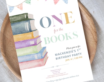 One for the Books Birthday Invitation | Storybook Theme (Digital Download)