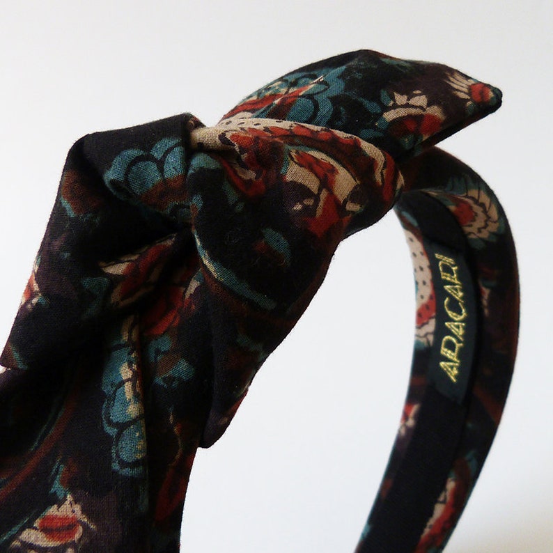 Boho headband in ethnic printed cotton with a large bow for women image 4