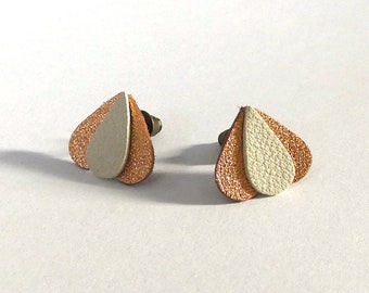 Smooth, metallic and glitter leather earrings for women