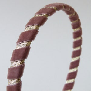 Gold and colored velvet headband for ceremonies and special occasions for women and girls image 3