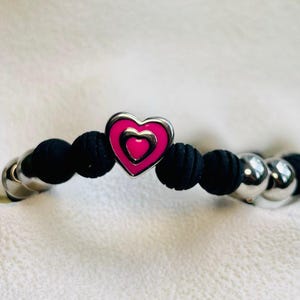 Pink Heart Bracelet Sterling Silver Adjustable Cord Jewelry Pink Enamel Heart Gift for Teen Girl Birthday Gift for Daughter Granddaughter