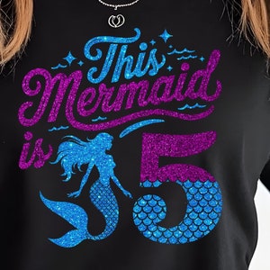 This Mermaid is 5 Year Old SVG, 5 Years Old Birthday Mermaid Svg, Mermaid Girl Birthday Svg, 5th Birthday Mermaid  Cutting Silhouette Files