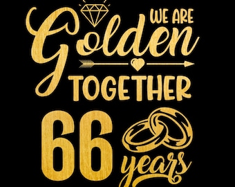 黄金の66年間の絆 SVG、66周年記念 SVG、結婚66周年 66周年記念ギフト、昇華PNG、クリカット、カッティング