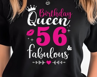 56歳の誕生日の女王と素敵なSVG、56歳の誕生日の女の子SVG、56歳の誕生日SVG、56歳の誕生日SVG、切り抜き、Png、Dxf、Epsファイル