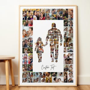 Father’s Day Photo Collage Gift, Custom Shape Photo Collage, Personalized Picture Art Design, Printable Word Art with Your Photo Frame